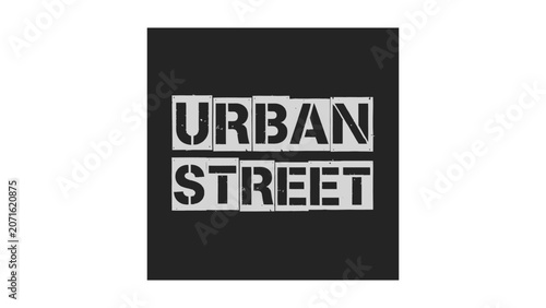 Urban Street stencil text graphic with distressed grunge texture on dark background for streetwear apparel design and poster art