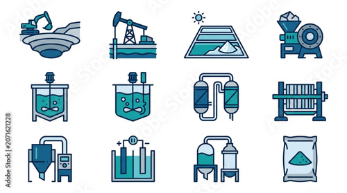 Industrial Process Icons Collection.