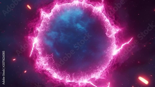Neon rift portal neon portal vortex background for cinematic motion graphics and immersive digital advertising design