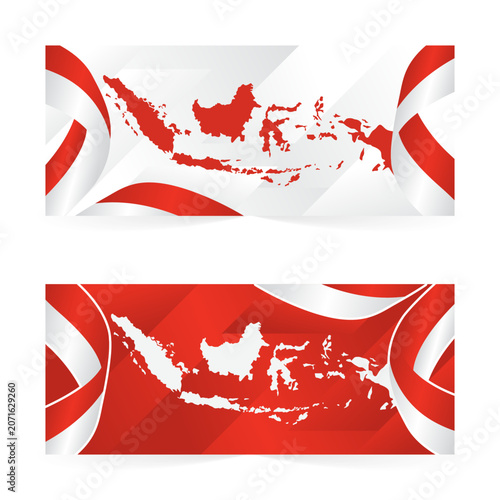 Bild auf Leinwand Patriotic Indonesian independence banner with flowing national ribbon accents