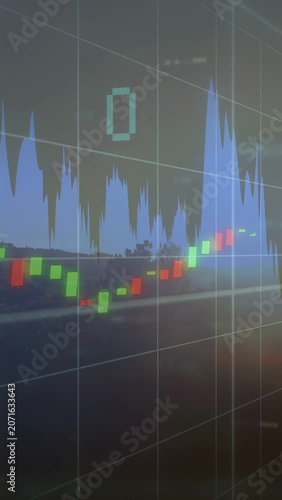 Vertical video: Live ticks driving chart, blue area moving, red green bars showing trend on glass