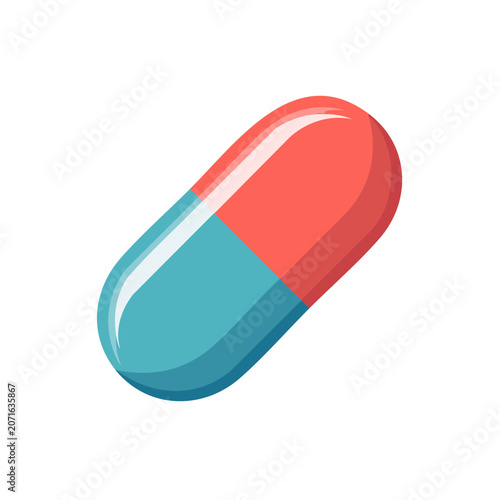 Red and cyan capsule pill icon