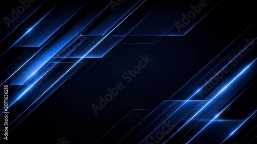 Abstract Technology Background with Glowing Blue Lines and Futuristic Digital Light Effects, Geometric Shapes, Modern Digital Design, Video