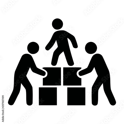 Collaborative team building a foundation for success, showcasing mutual support and progress, illustrating the concept of collective achievement and synergy in a corporate environment