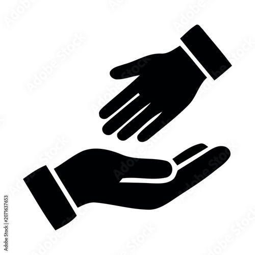 Minimalist Vector Icon Representing Hands Offering Support and Help in a Conceptual Caring Gesture for Business and Community Charity Projects