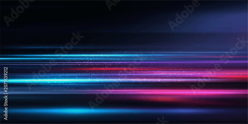 Quadro su tela Abstract streaks of light in vibrant blue and pink tones create a dynamic, futuristic background