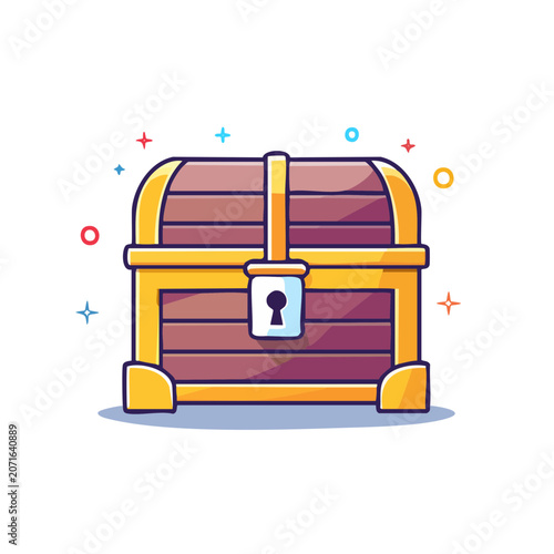 Flat illustration of a treasure chest with lock