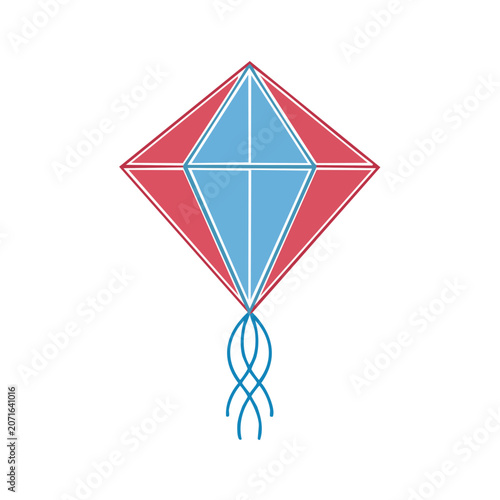 Flat vector illustration of a diamond kite with tail