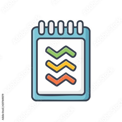 Notepad with colorful line graph icon