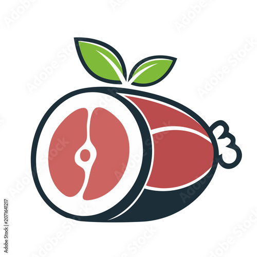 Sliced Ham with Leaf Illustration
