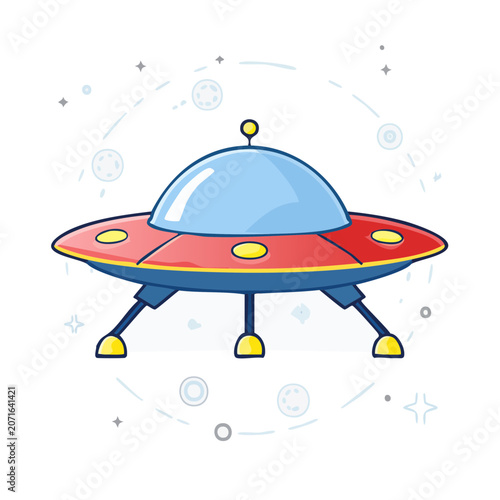 Cartoon Flying Saucer UFO Vector Illustration