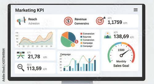Marketing kpi dashboard with analytics display