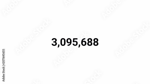 number counter animation zero to five million numbers on transparent background, counting Numbers 0 to 500000 animation with alpha channel for views, likes and share counts