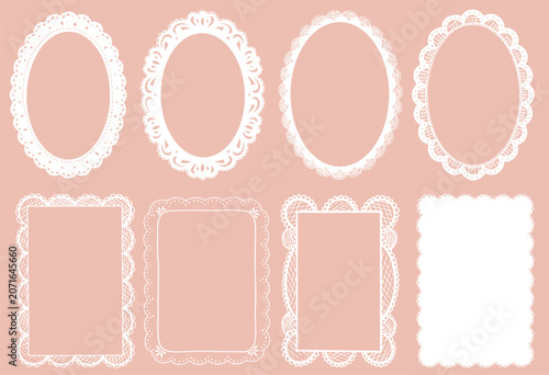 Fotografie Hand drawn vintage retro lace frame set