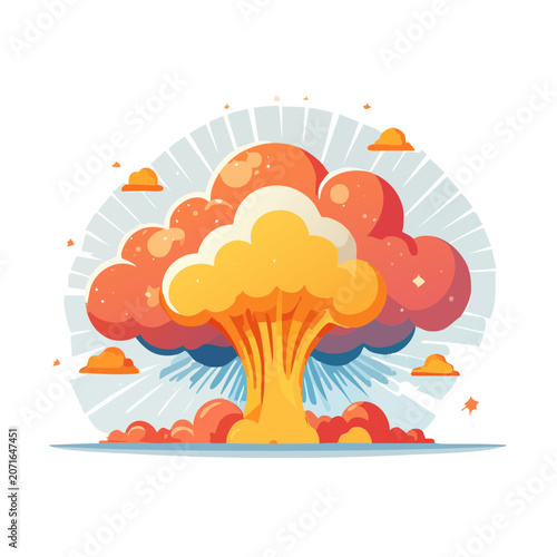 Flat vector illustration of a nuclear explosion mushroom cloud