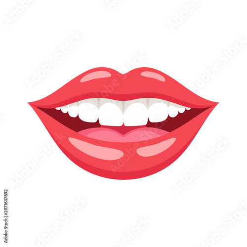 Smiling lips with teeth vector illustration