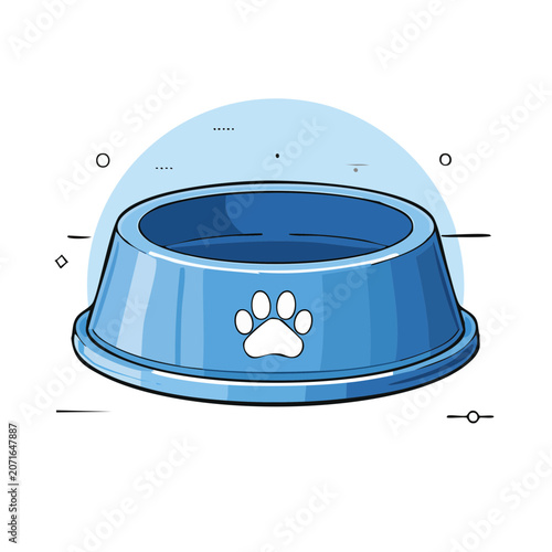 Blue pet bowl with paw print icon