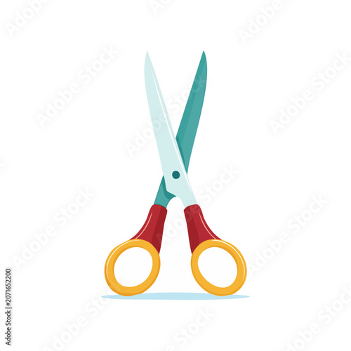 Flat illustration of scissors with colorful handles