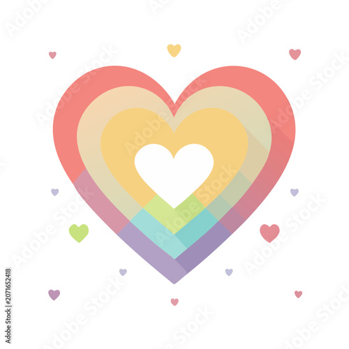 Rainbow Layered Heart Vector Illustration