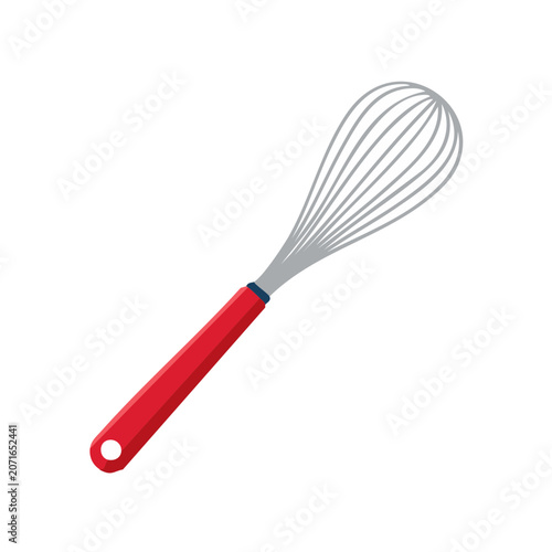 Red and Silver Whisk Kitchen Utensil Vector