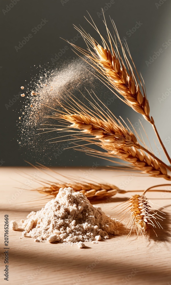 Obraz premium Wheat to flour transformation still life