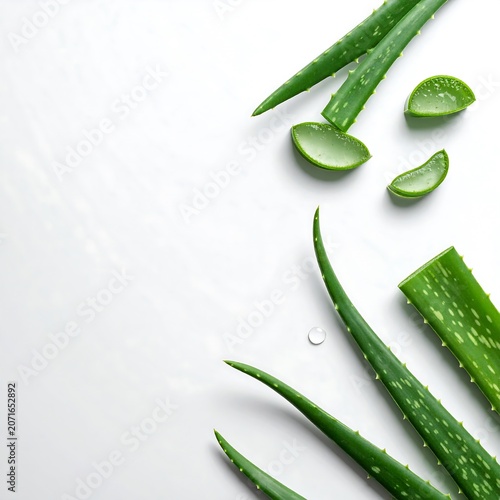 Fresh green cucumber slices on white background.