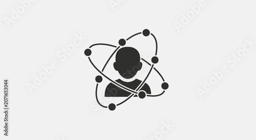 Quadro su tela Head silhouette with atomic orbital rings.