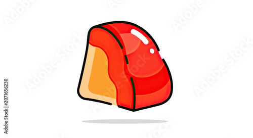 Cuadro en lienzo A red and orange candy with a curved top and a shadow