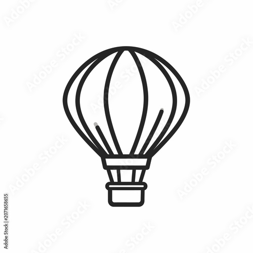 Minimalist hot air balloon line art icon.
