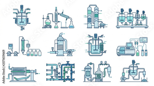Collection of Chemical Engineering Process Diagrams and Equipment Illustrations.