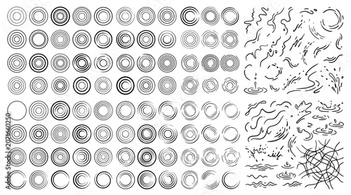 Photos Water ripple circles and fluid disturbance vector icons with disturbance abstrac