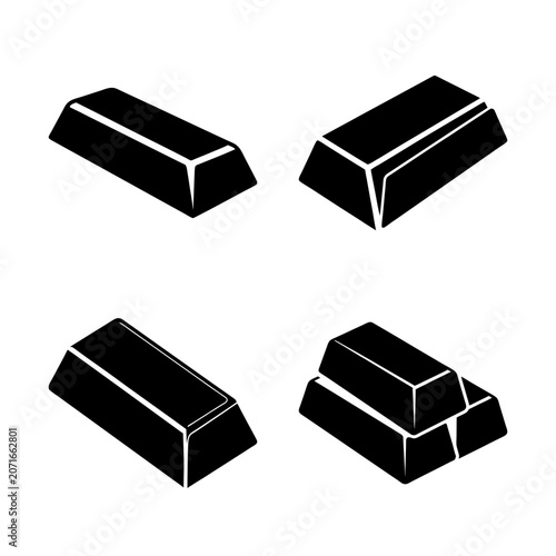 Four black rectangular metal bars icon - Minimalist vector illustration of four black metallic bars arranged in a square pattern