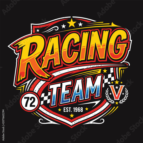 typography vector tulisan racing team untuk kaos