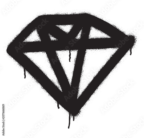 Spray-painted dripping diamond symbol – street art representing power, strength and durability.