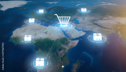 Cross border online shopping platform with global product distribution and ecommerce network