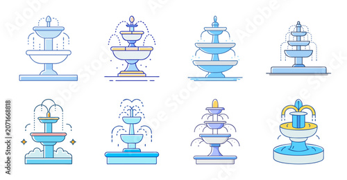 Colorful cake tower with cupcakes and decorations - A cheerful vector illustration of a multi-tiered cake tower with cupcakes and festive decorations, ideal for celebrations and baking themes.