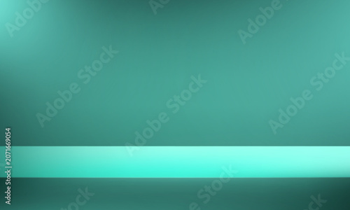 Empty green, blue color studio room background Space for selling products, backdrop, wallpaper, background, text. Empty Room Studio with table. Vector illustration.