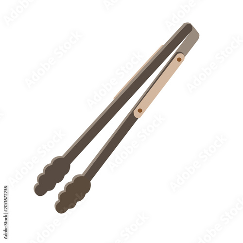 Long-handled BBQ tongs with scalloped grip ends