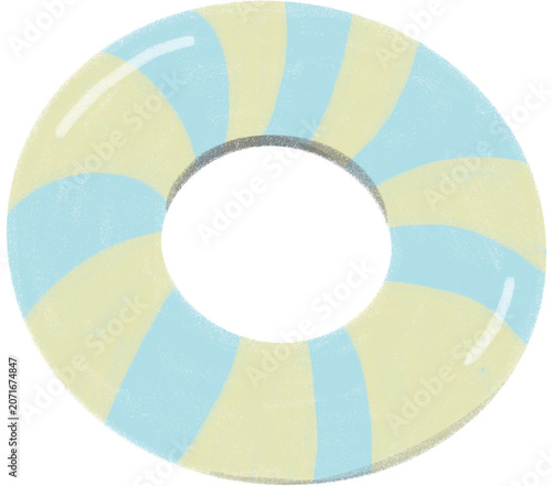 Simple blue and yellow striped swim ring illustration