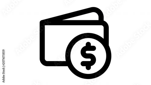wallet animated Line Icons Premium 4K, Modern Minimal Outline Motion Graphics Collection