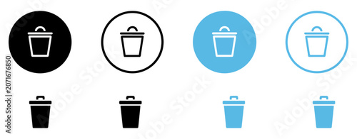 Canvas Print trash bin delete icon set