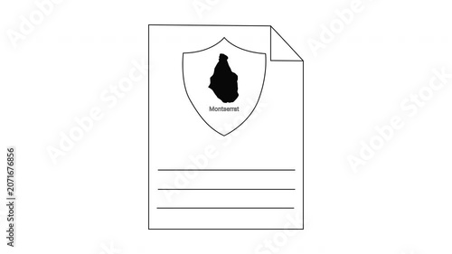 Document with Shield and Map Icon and Lines for Text.