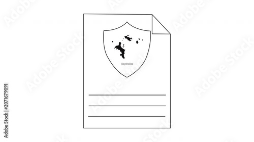 Document with Shield and Map Icon, Representing Security and Identity.