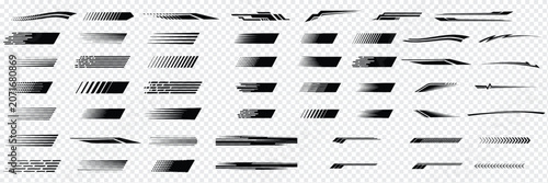 Abstract speed lines collection set, motion stripe effects, black vector illustration for dynamic graphic design. Racing stripe and checkered flag design vector set. vector illustration. motion stripe