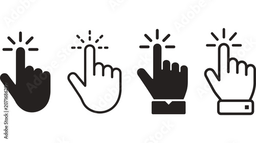 Tableau sur toile Set of hand cursor pointer icons for touchscreen interaction and digital click i