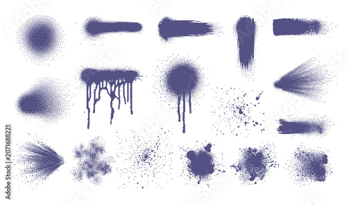 Cuadro en lienzo Collection of blue paint splatters and smudges