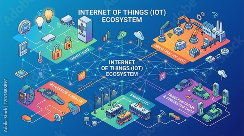 Internet of things ecosystem showing smart city and connectivity