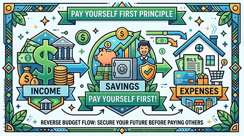 Financial infographic explaining the pay yourself first principle