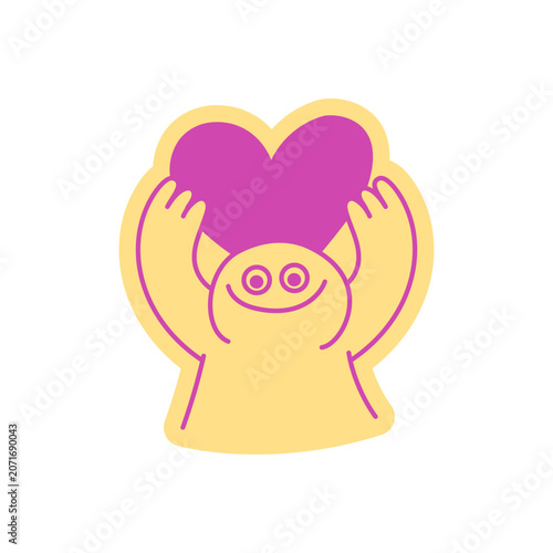 Vector hand-drawn doodle illustration, funny friendly mascot and character for branding, prints, packaging, stickers