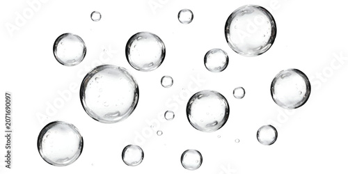 Cuadro en lienzo Clear water bubbles floating and rising up in a group